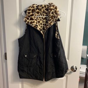 Black and leopard Reversible vest